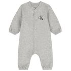 Baby Boys Grey Logo Romper, 2, hi-res