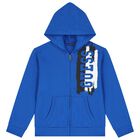 Boys Blue Logo Hooded Zip Up Top, 1, hi-res