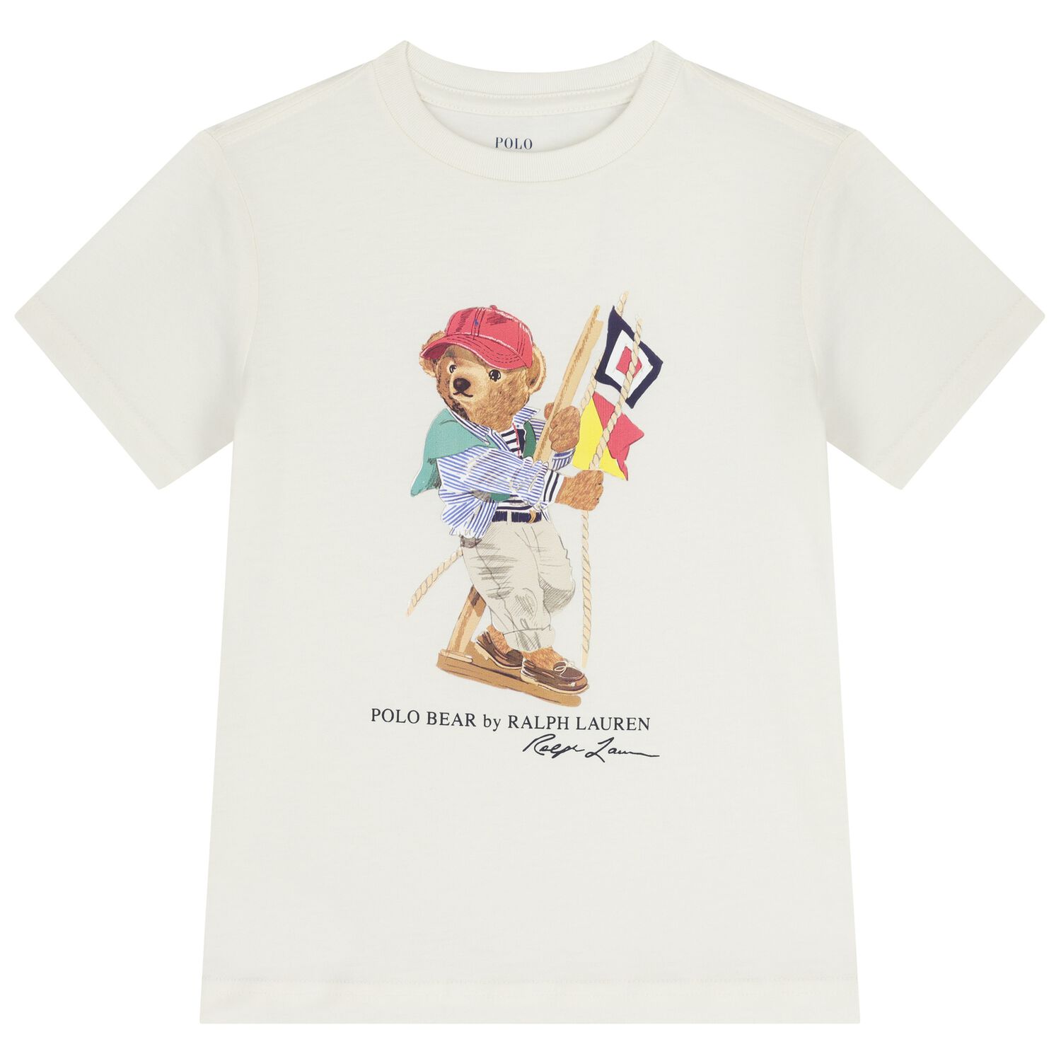 Boys White Polo Bear T-Shirt, 1, hi-res