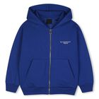 Blue Logo Hooded Zip Up Top, 2, hi-res