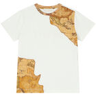 Boys Ivory & Beige Geo Map Logo T-Shirt, 1, hi-res