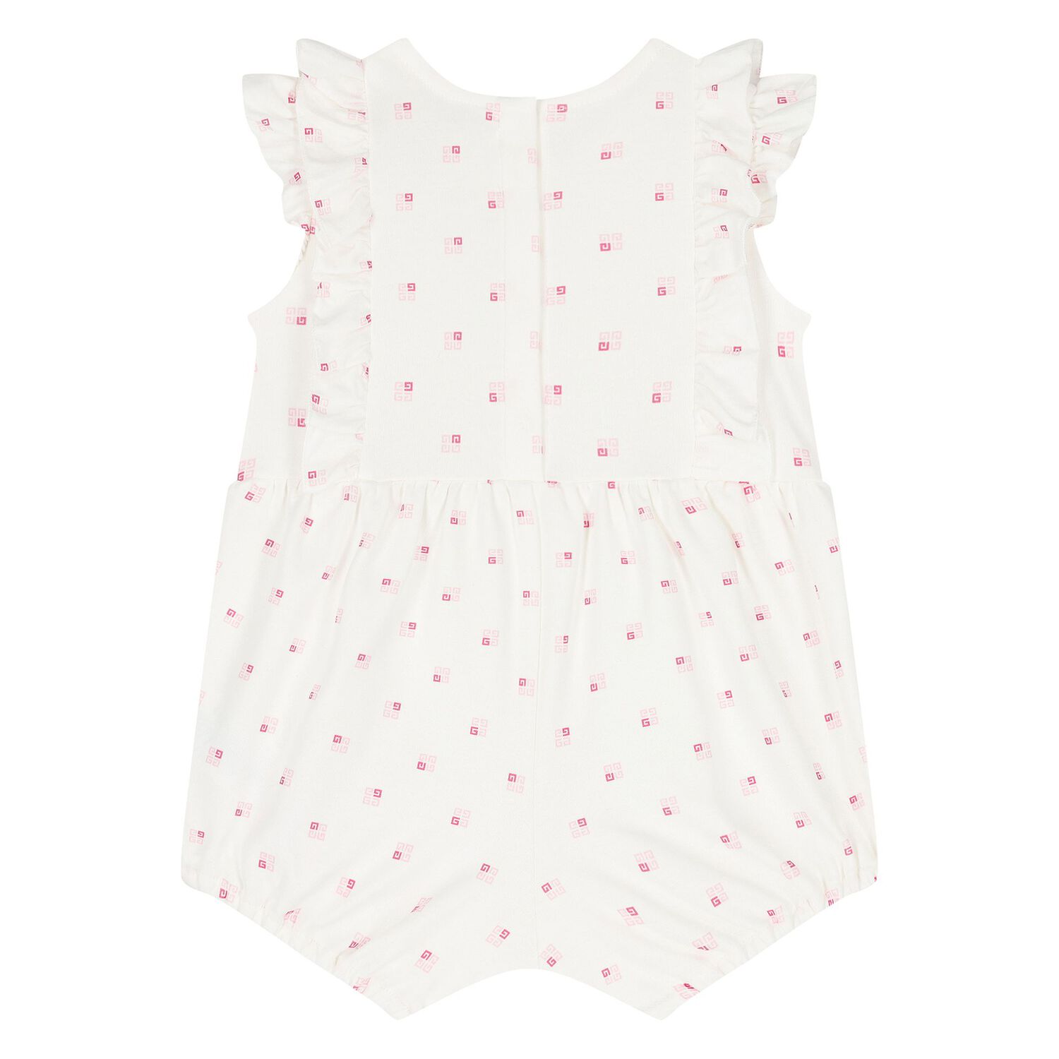 Baby Girls White & Pink Logo Romper, 1, hi-res
