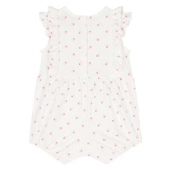 Baby Girls White & Pink Logo Romper