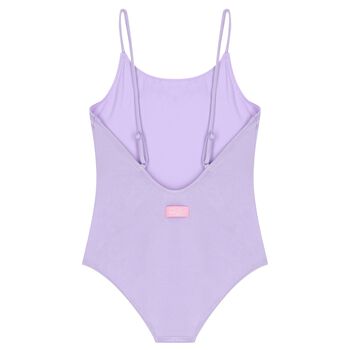 Girls Purple Strass Crystal Logo Swimsuit