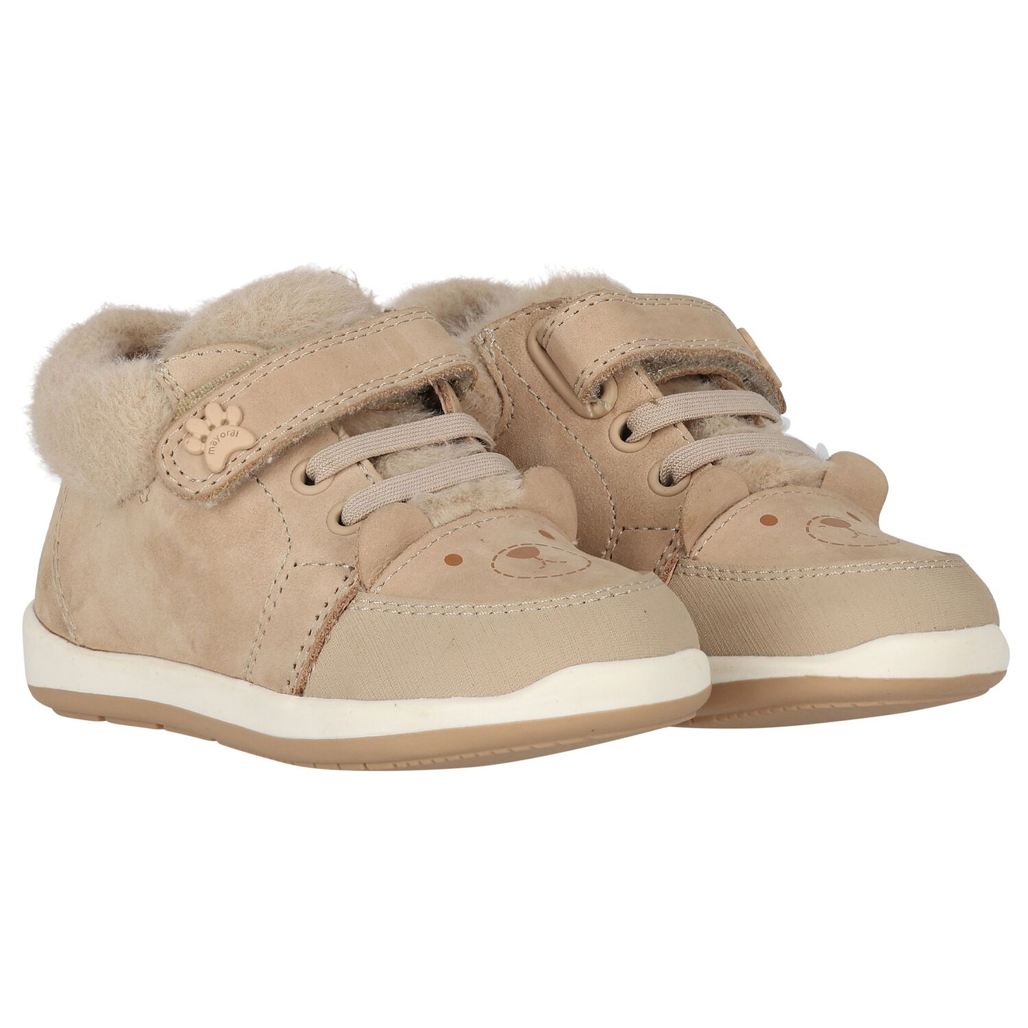 Younger Boys Beige Logo Trainers, 1, hi-res image number null