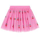 Younger Girls Pink Tulle Cherry Skirt, 1, hi-res