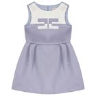 Girls White & Purple Logo Dress, 1, hi-res