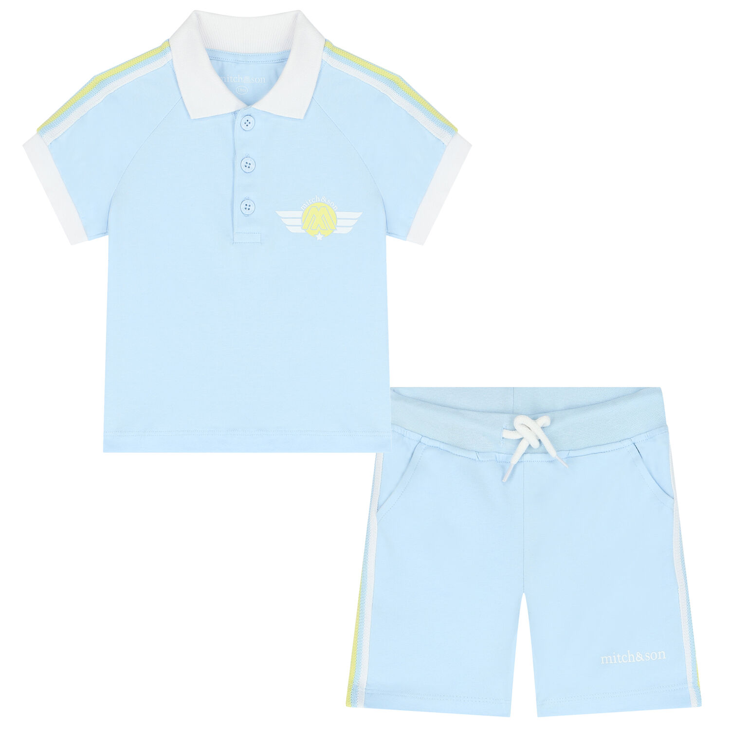 Boys Blue Logo Polo Short Set, 1, hi-res