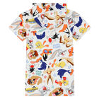 Girls White Looney Tunes Hooded Dress, 1, hi-res