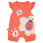 Baby Girls Orange Romper, 1, hi-res