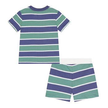 Baby Boys Blue & Green Polo Bear Shorts Set