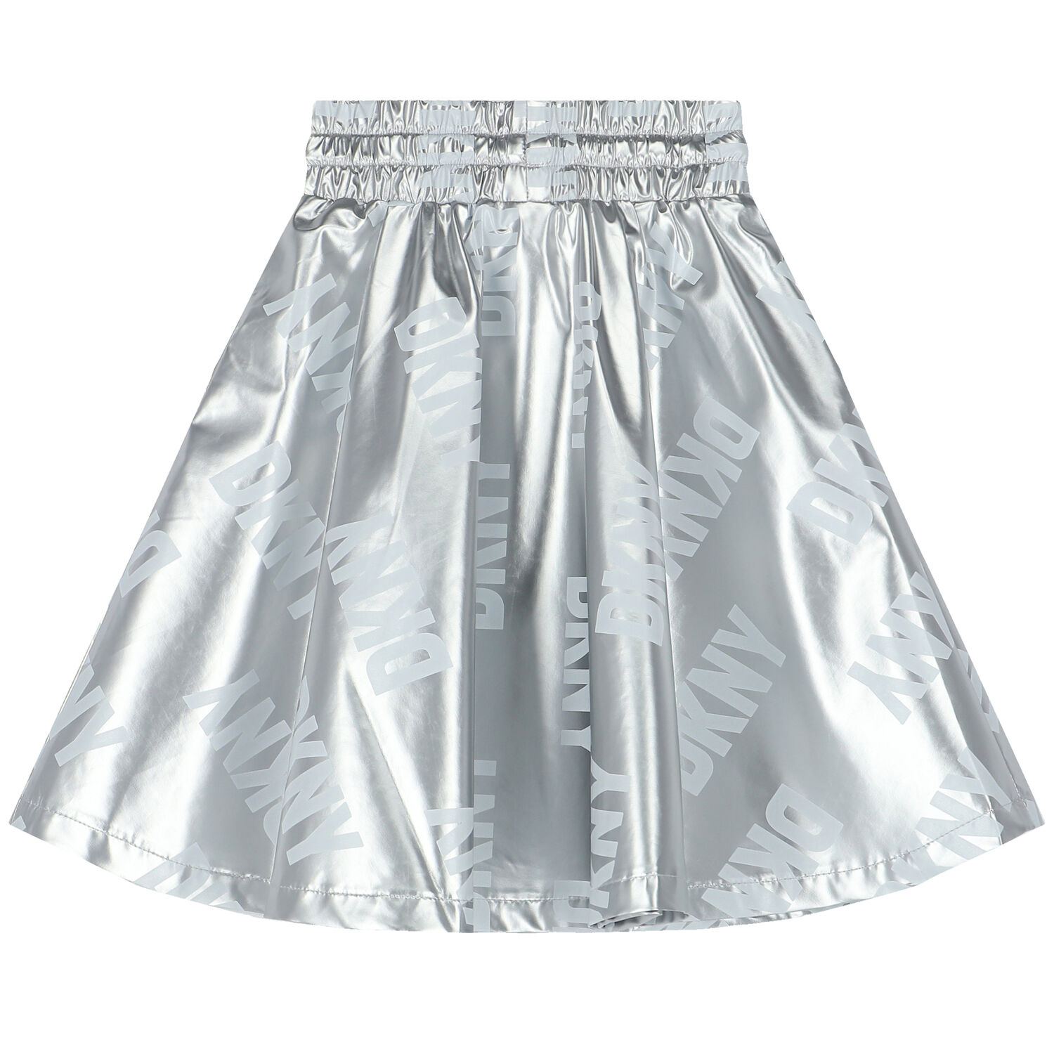 Girls Metallic Silver Logo Skirt, 1, hi-res