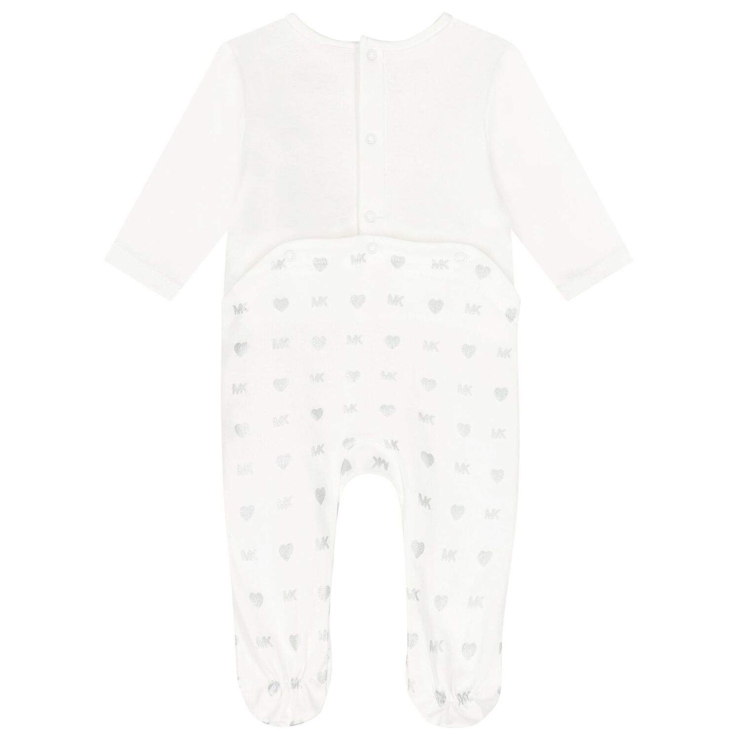 Baby Girls Ivory & Silver Logo Babygrow Gift Set, 1, hi-res