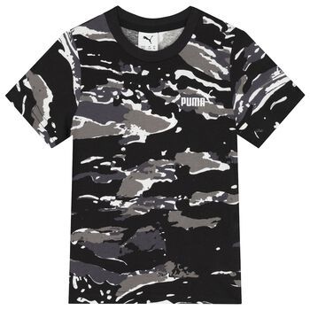 Boys Black Logo Camouflage T-Shirt