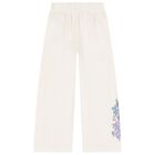 Girls Ivory Floral Logo Joggers, 1, hi-res