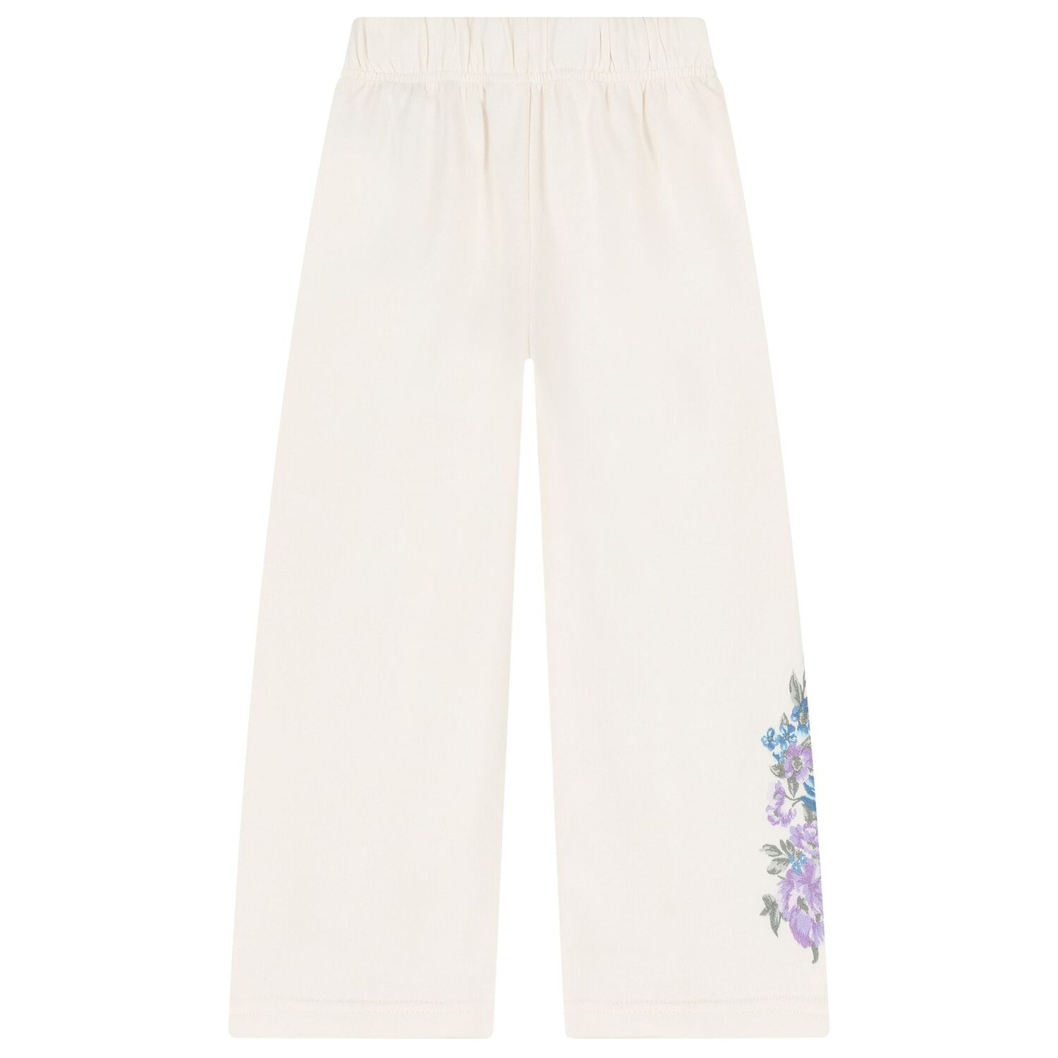 Girls Ivory Floral Logo Joggers, 1, hi-res