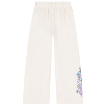 Girls Ivory Floral Logo Joggers