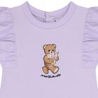 Younger Girls Purple Teddy Bear Ruffled Dress, 3, hi-res