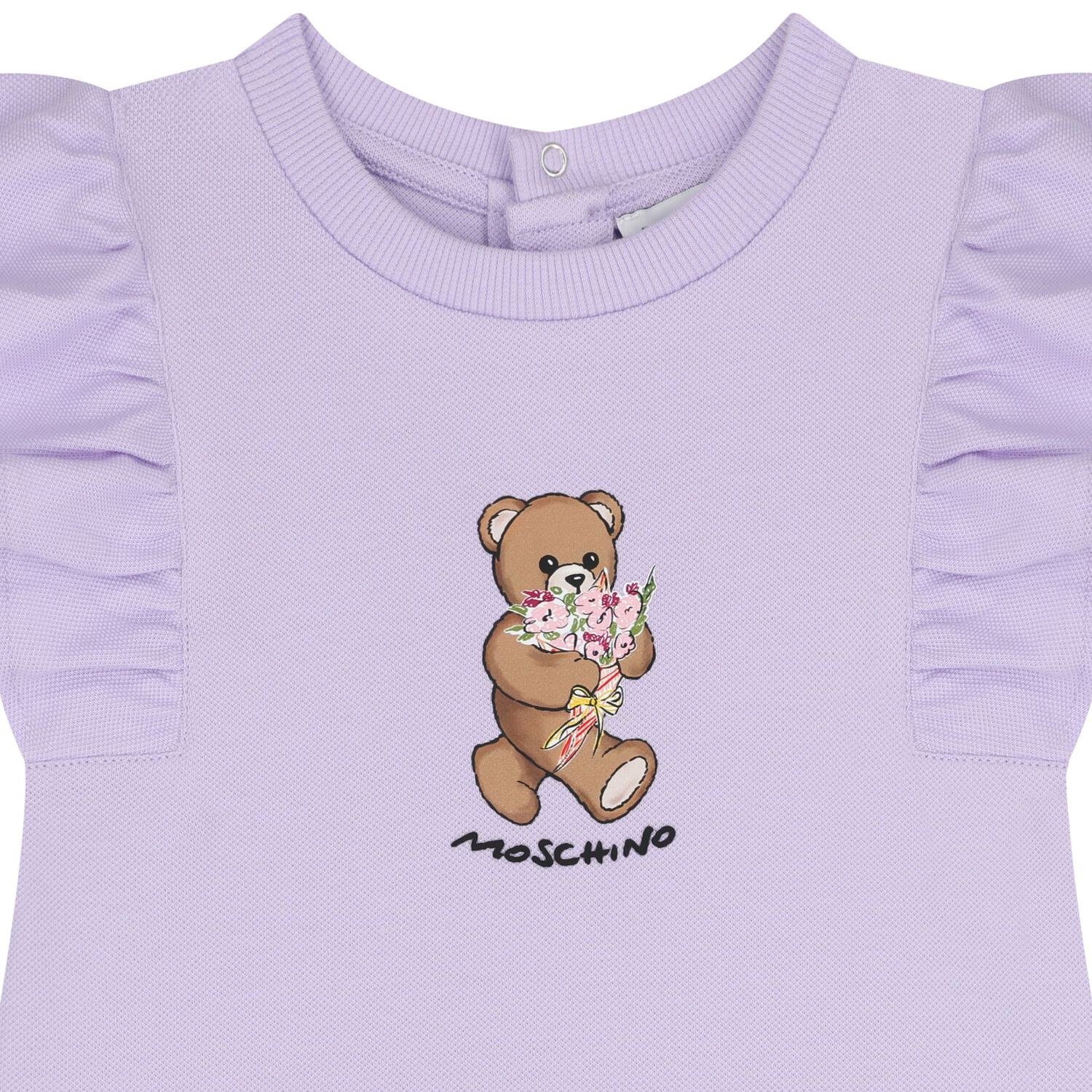 Younger Girls Purple Teddy Bear Ruffled Dress, 3, hi-res