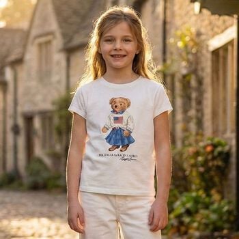 Girls White Polo Bear T-Shirt