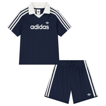 Boys Navy Blue Logo Shorts Set