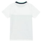 Boys White & Navy Logo T-Shirt, 1, hi-res