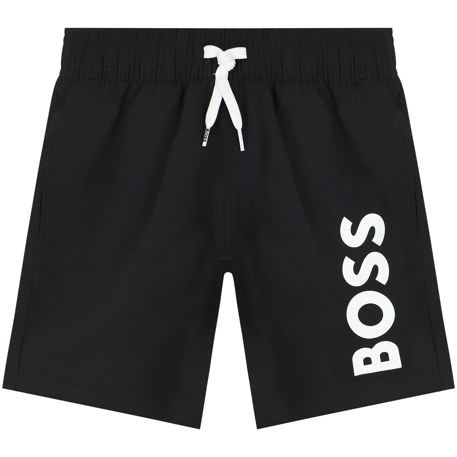 Boys Black Logo Swim Shorts, 1, hi-res