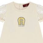 Younger Girls Beige Logo Dress, 1, hi-res