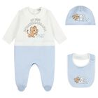 Baby Boys White & Blue Leopard Babygrow Gift Set, 1, hi-res