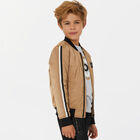 Boys Beige Logo Bomber Jacket, 1, hi-res
