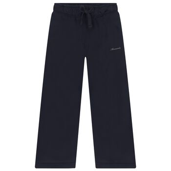 Girls Navy Blue Logo Wide Leg Joggers