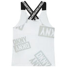 Girls White Iridescent Logo Top, 1, hi-res