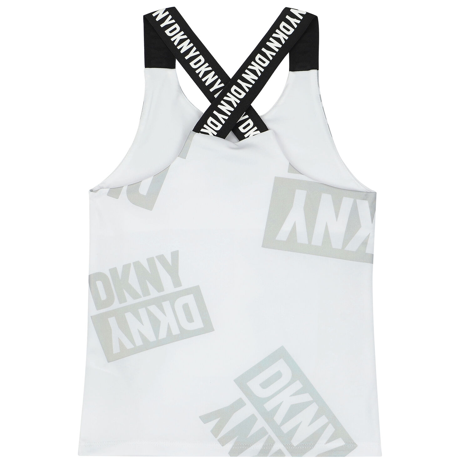 Girls White Iridescent Logo Top, 1, hi-res