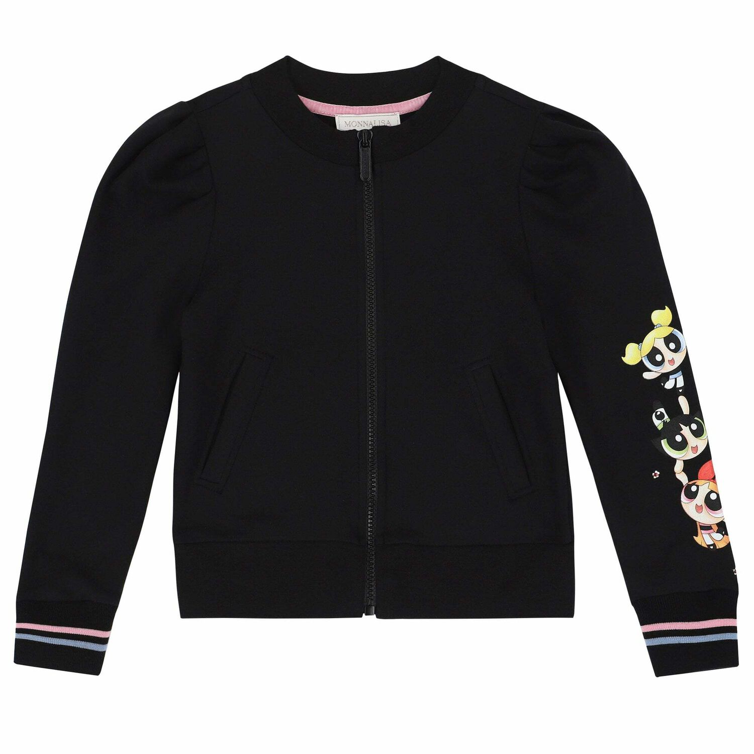 Girls Black Powerpuff Girls Zip Up Top, 1, hi-res image number null