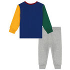 Baby Boys Blue & Grey Bear Tracksuit, 1, hi-res