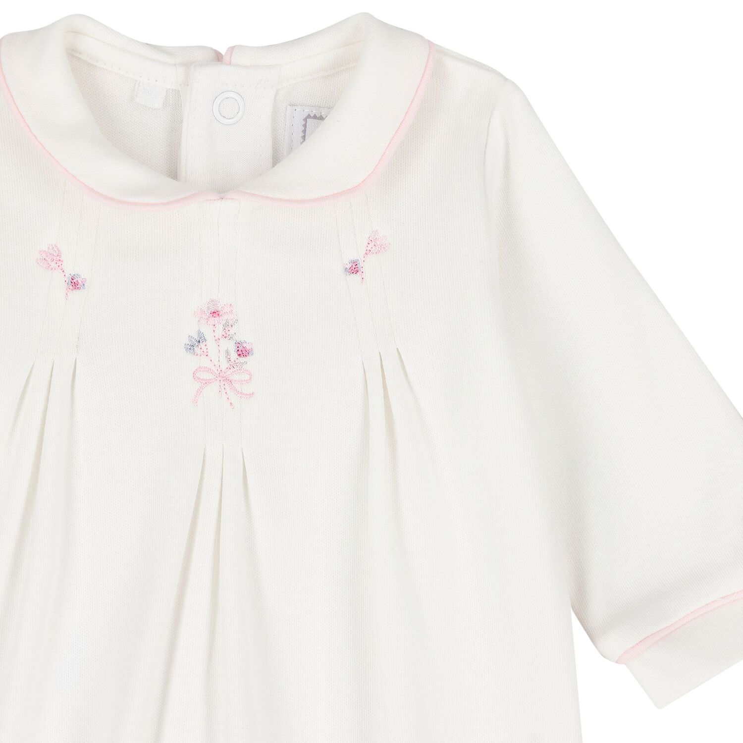 Baby Girls Pink & Ivory Flower Babygrows ( 2-Pack ), 1, hi-res