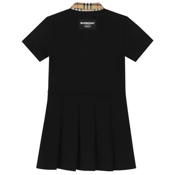 Girls Black Checkered Polo Dress