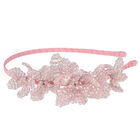 Girls Pink Embellished Crystal Flower Headband, 1, hi-res