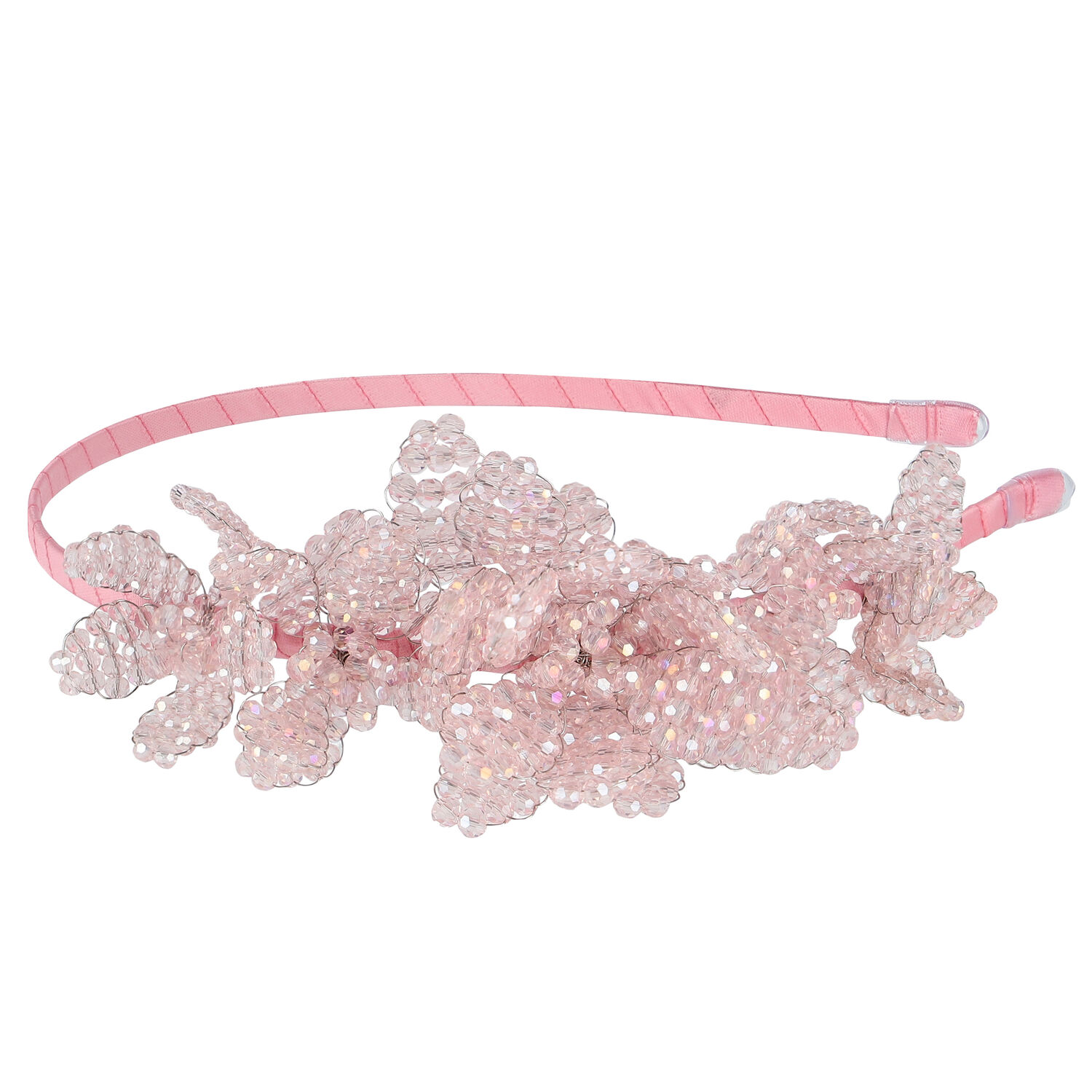 Girls Pink Embellished Crystal Flower Headband, 1, hi-res image number null