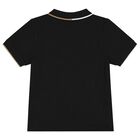 Younger Boys Black Logo Polo Shirt, 1, hi-res