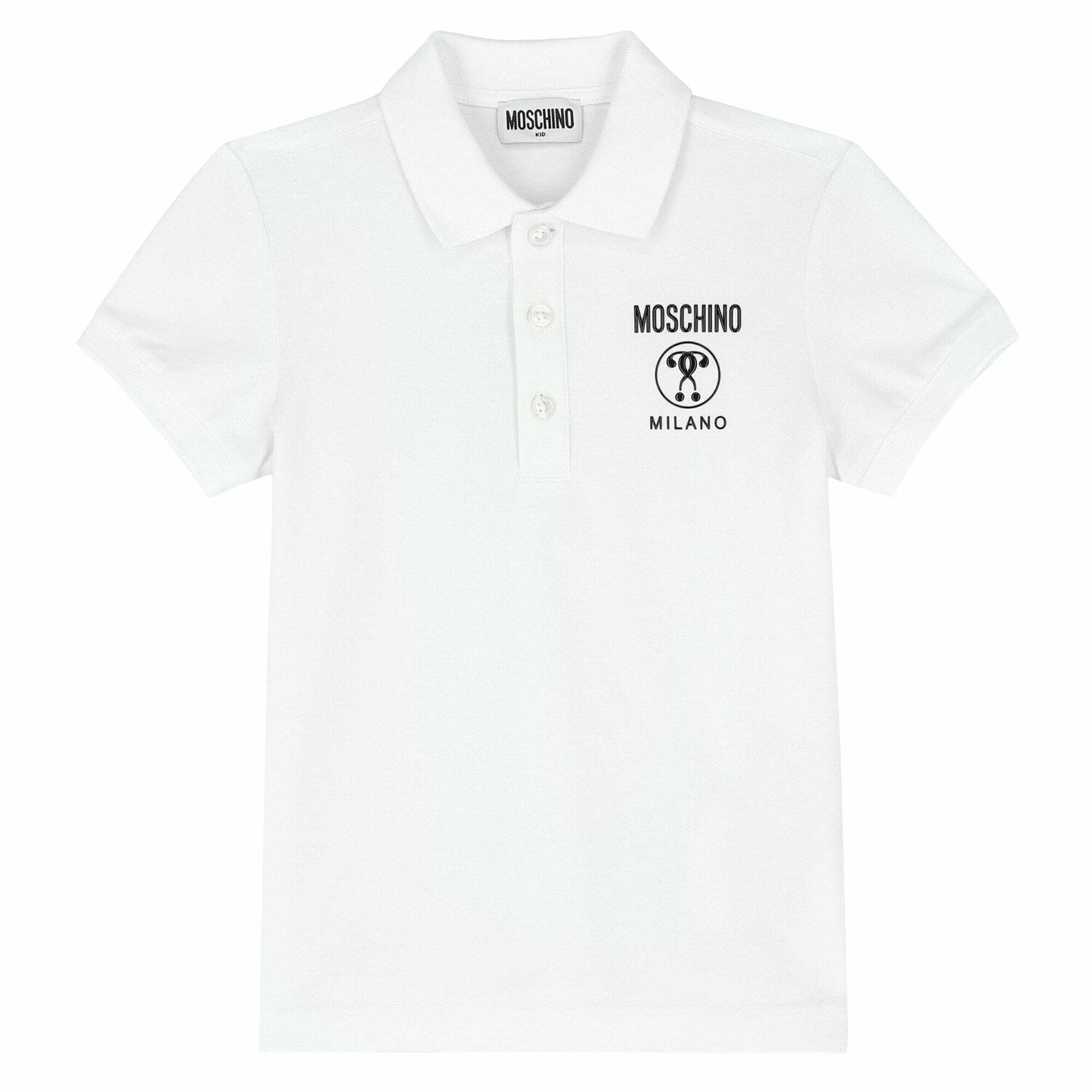 Boys White Logo Polo Shirt, 1, hi-res