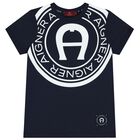 Boys Navy Blue Logo T-Shirt, 2, hi-res