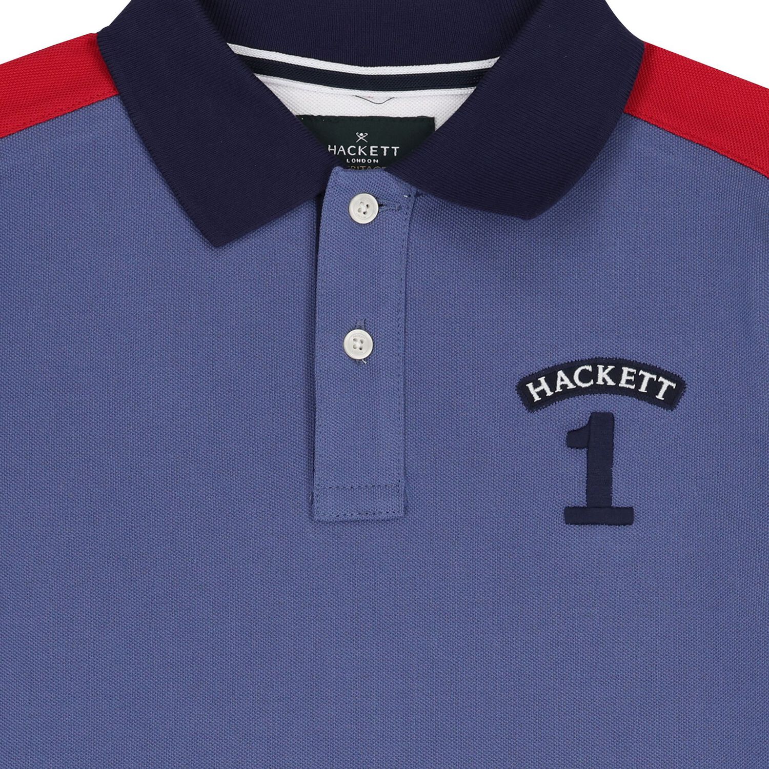 Boys Blue & Red Logo Polo Shirt, 1, hi-res
