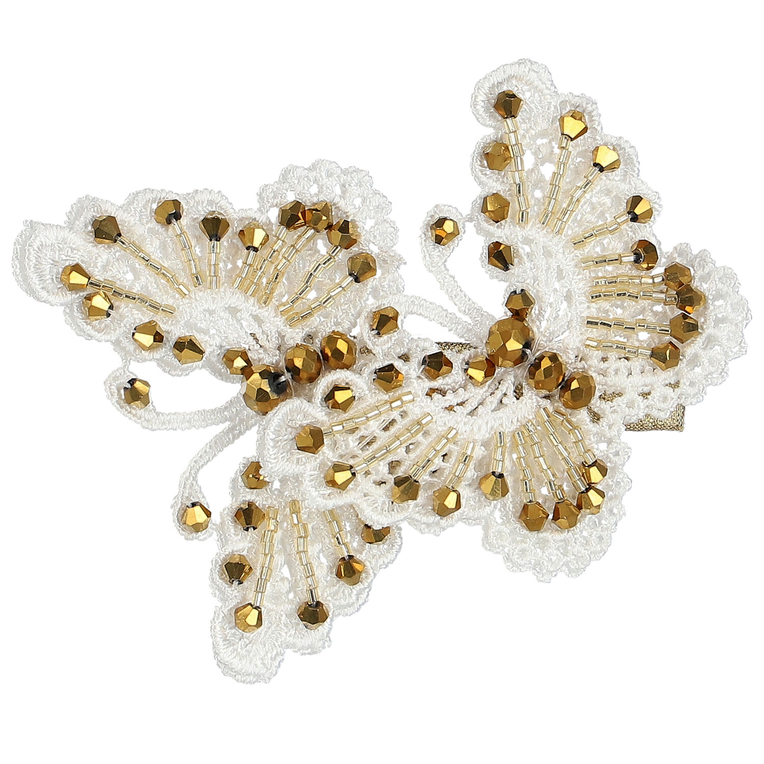 Girls White & Gold Embellished Butterfly Hairclip, 1, hi-res image number null