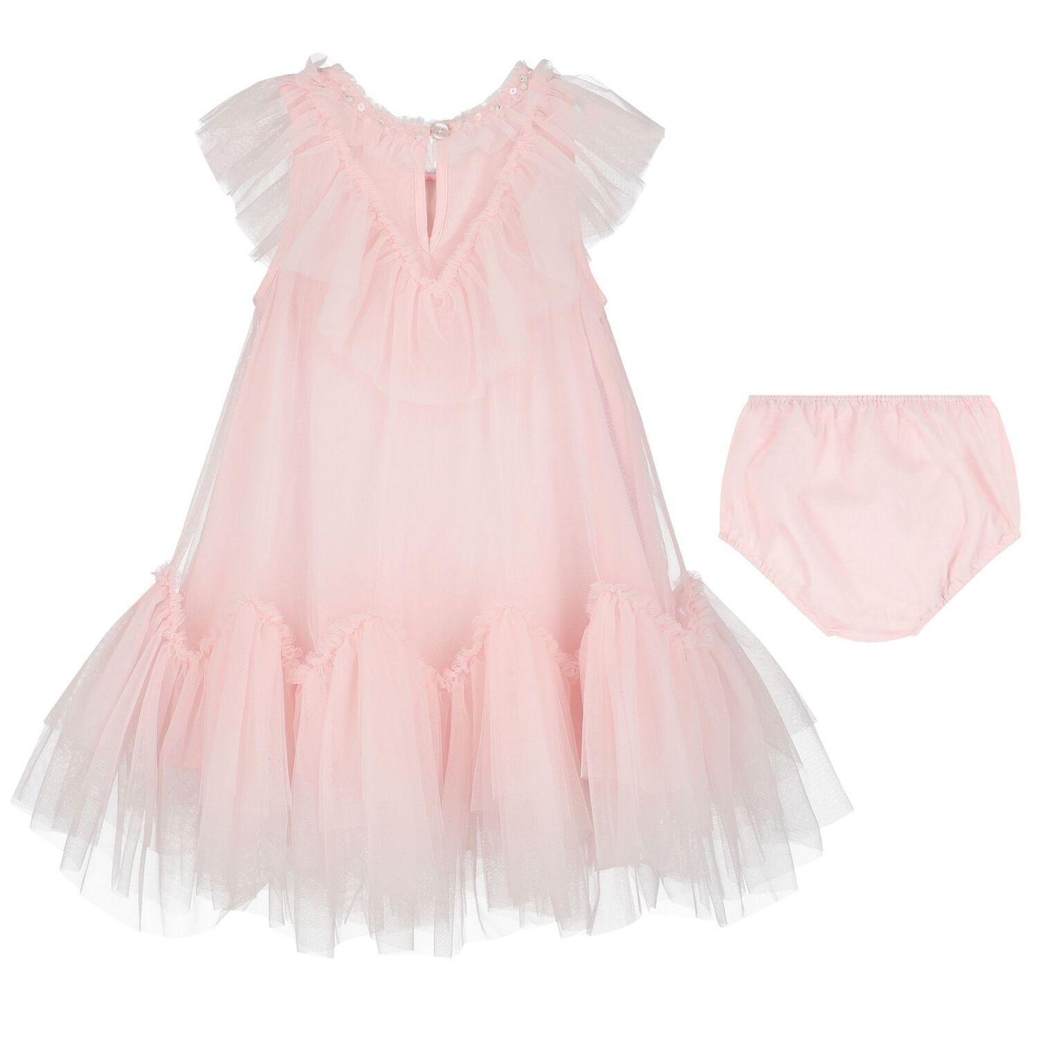 Baby Girls Pink Tulle Dress Set, 1, hi-res