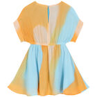 Girls Orange & Blue Logo Flared Dress, 1, hi-res