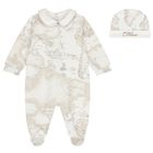 Ivory & Beige Geo Map Babygrow Set, 3, hi-res