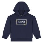 Younger Boys Navy Blue Logo Hooded Top, 1, hi-res