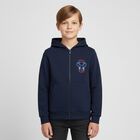 Boys Navy Blue Elephant Logo Hooded Zip Up Top, 1, hi-res