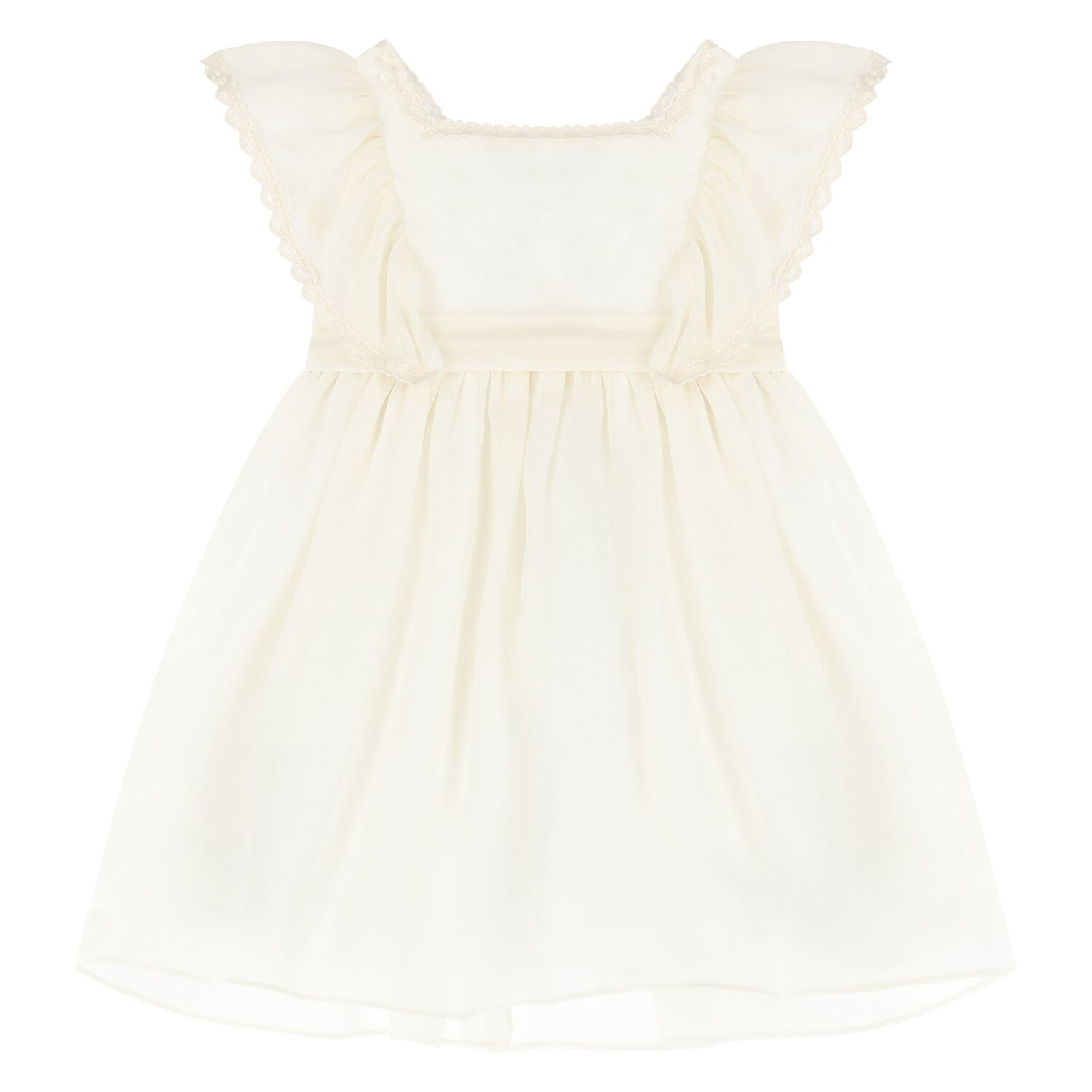 Younger Girls Ivory Chiffon Dress, 1, hi-res